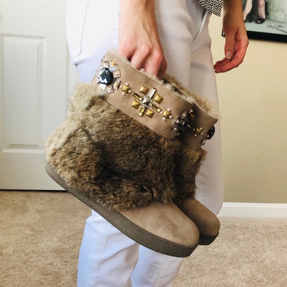 Tory Burch Curran Embellished Fur Boots - Picture 6 of 7